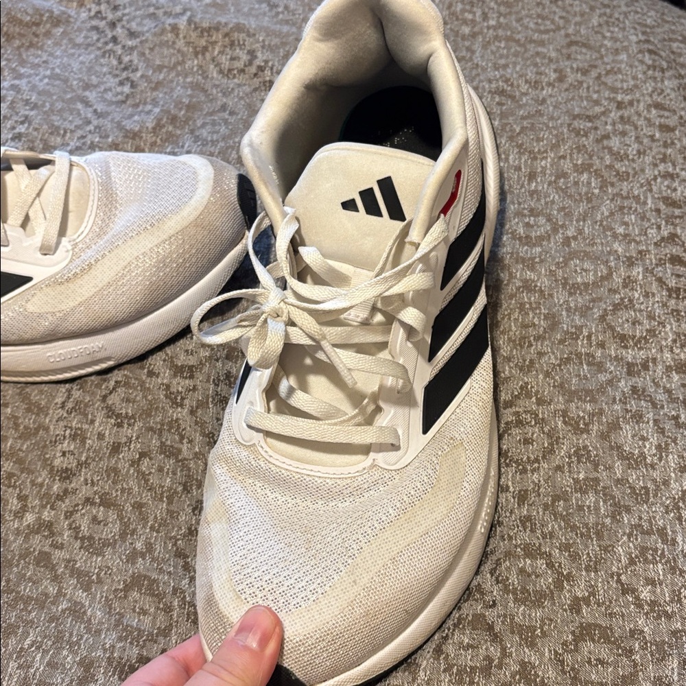 Adidas Men's White Athletic Shoes with Black and Red Accents - Picture 2 of 8